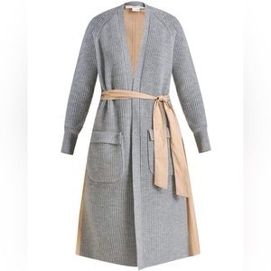 Veronica Beard Pearl Earl Mixed-Media Trench Cardigan in Grey size XS